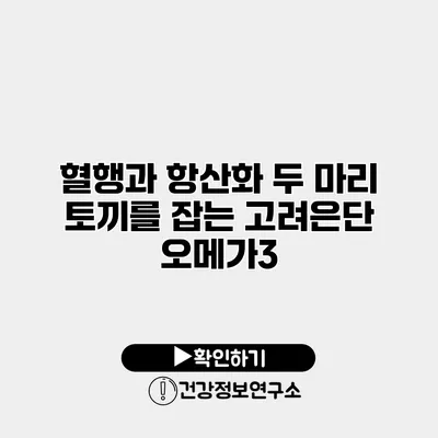 혈행과 항산화 두 마리 토끼를 잡는 고려은단 오메가3