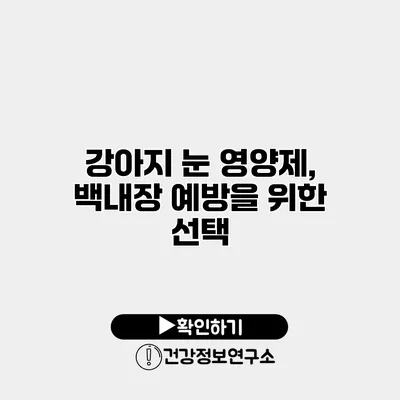 강아지 눈 영양제, 백내장 예방을 위한 선택