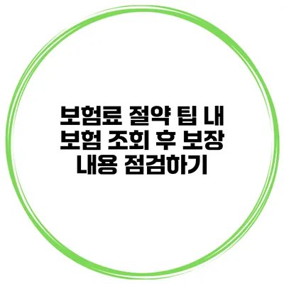 보험료 절약 팁 내 보험 조회 후 보장 내용 점검하기