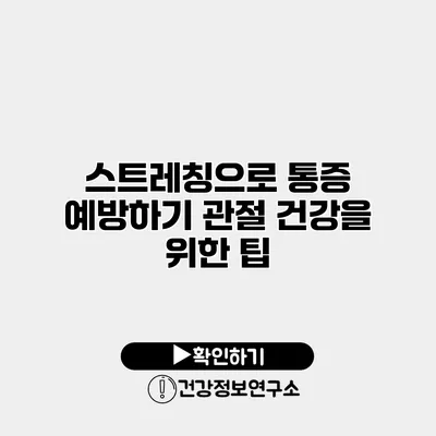 스트레칭으로 통증 예방하기 관절 건강을 위한 팁