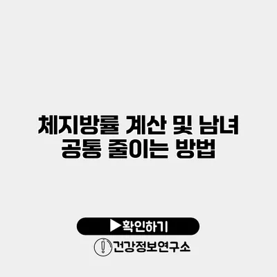 체지방률 계산 및 남녀 공통 줄이는 방법