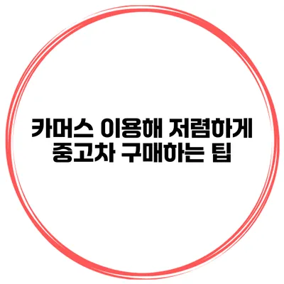 카머스 이용해 저렴하게 중고차 구매하는 팁