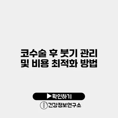 코수술 후 붓기 관리 및 비용 최적화 방법