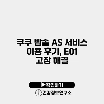 쿠쿠 밥솥 AS 서비스 이용 후기, E01 고장 해결