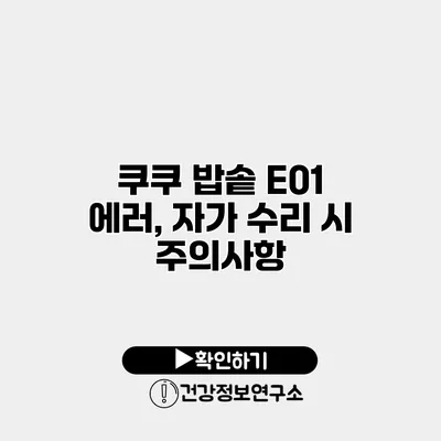 쿠쿠 밥솥 E01 에러, 자가 수리 시 주의사항