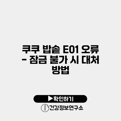 쿠쿠 밥솥 E01 오류 - 잠금 불가 시 대처 방법