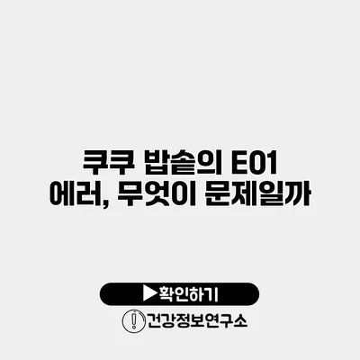 쿠쿠 밥솥의 E01 에러, 무엇이 문제일까?