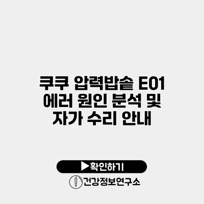 쿠쿠 압력밥솥 E01 에러 원인 분석 및 자가 수리 안내