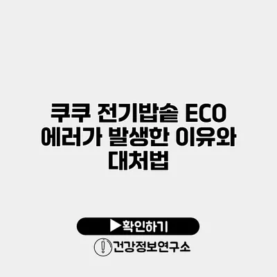 쿠쿠 전기밥솥 ECO 에러가 발생한 이유와 대처법