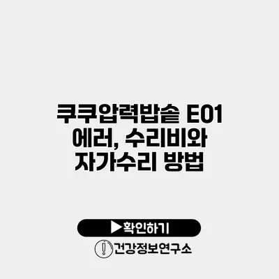 쿠쿠압력밥솥 E01 에러, 수리비와 자가수리 방법