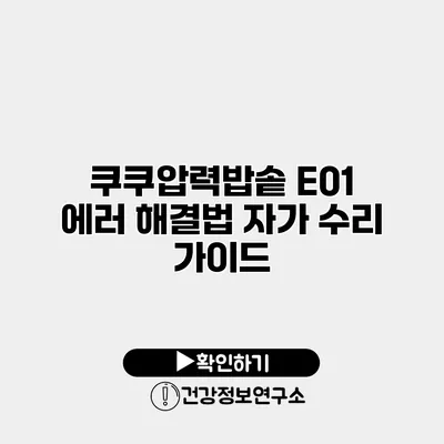 쿠쿠압력밥솥 E01 에러 해결법 자가 수리 가이드